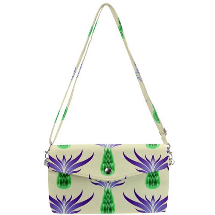 Thistles Purple Flora Flowering Removable Strap Clutch Bag