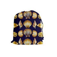 Snails See Shells Golden Drawstring Pouch (large)