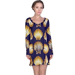 Snails See Shells Golden Long Sleeve Nightdress by Vaneshart