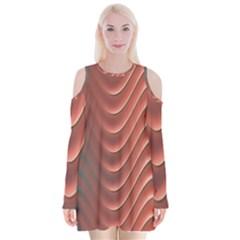 Texture Digital Painting Digital Art Velvet Long Sleeve Shoulder Cutout Dress
