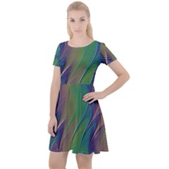 Texture Abstract Background Cap Sleeve Velour Dress 