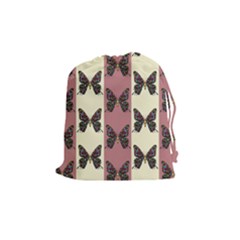 Butterflies Pink Old Old Texture Drawstring Pouch (medium)