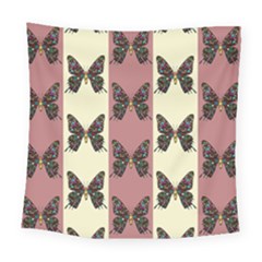 Butterflies Pink Old Old Texture Square Tapestry (large)