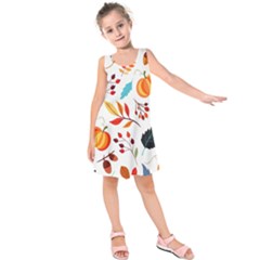 Pattern Pumpkins Autumn Kids  Sleeveless Dress