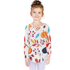 Pattern Pumpkins Autumn Kids  Long Sleeve Tee