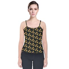 Abstract Pattern Velvet Spaghetti Strap Top