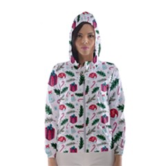 Christmas Background Women s Hooded Windbreaker