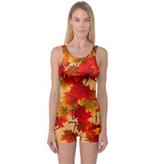 Wallpaper Background Autumn Fall One Piece Boyleg Swimsuit by Vaneshart