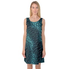 Texture Glass Network Glass Blue Sleeveless Satin Nightdress