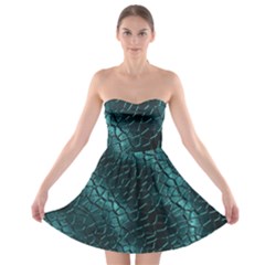 Texture Glass Network Glass Blue Strapless Bra Top Dress