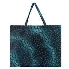 Texture Glass Network Glass Blue Zipper Large Tote Bag