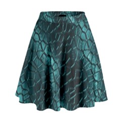 Texture Glass Network Glass Blue High Waist Skirt