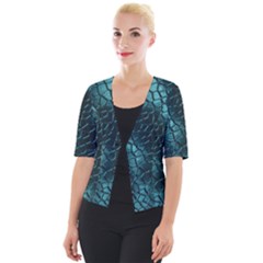 Texture Glass Network Glass Blue Cropped Button Cardigan