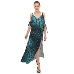 Texture Glass Network Glass Blue Maxi Chiffon Cover Up Dress