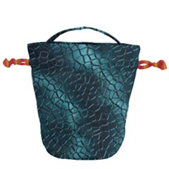 Texture Glass Network Glass Blue Drawstring Bucket Bag