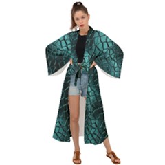 Texture Glass Network Glass Blue Maxi Kimono