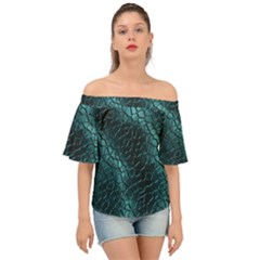 Texture Glass Network Glass Blue Off Shoulder Short Sleeve Top