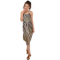 Peacock Feathers Pattern Colorful Waist Tie Cover Up Chiffon Dress
