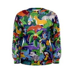 Animated Safari Animals Background Women s Sweatshirt