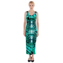 Texture Building Structure Pattern Fitted Maxi Dress