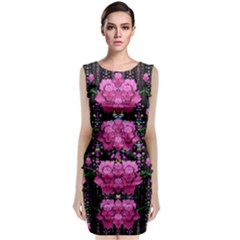 In The Dark Is Rain And Fantasy Flowers Decorative Classic Sleeveless Midi Dress by pepitasart