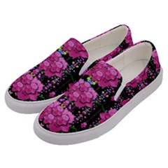 In The Dark Is Rain And Fantasy Flowers Decorative Men s Canvas Slip Ons by pepitasart