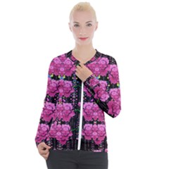 In The Dark Is Rain And Fantasy Flowers Decorative Casual Zip Up Jacket by pepitasart