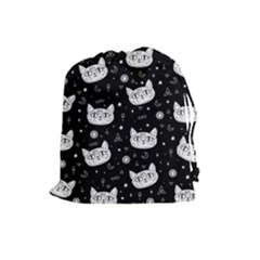 Gothic cat Drawstring Pouch (Large)