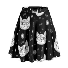 Gothic Cat High Waist Skirt by Valentinaart