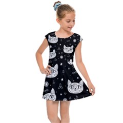 Gothic cat Kids  Cap Sleeve Dress