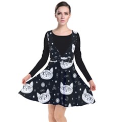 Gothic cat Plunge Pinafore Dress