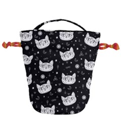 Gothic cat Drawstring Bucket Bag