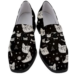 Gothic cat Women s Chunky Heel Loafers