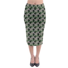 Black Rose Grey Midi Pencil Skirt by snowwhitegirl