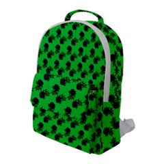 Black Rose Green Flap Pocket Backpack (large)