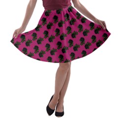 Black Rose Pink A-line Skater Skirt