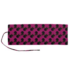 Black Rose Pink Roll Up Canvas Pencil Holder (m) by snowwhitegirl