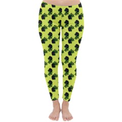 Black Rose Yellow Classic Winter Leggings by snowwhitegirl