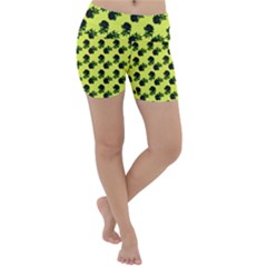 Black Rose Yellow Lightweight Velour Yoga Shorts