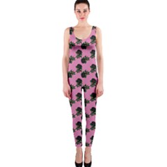 Black Rose Light Pink One Piece Catsuit