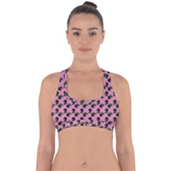 Black Rose Light Pink Cross Back Hipster Bikini Top  by snowwhitegirl