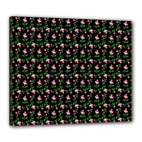 Carnation Pink Black Canvas 24  X 20  (stretched) by snowwhitegirl
