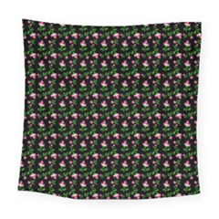 Carnation Pink Black Square Tapestry (large)