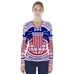 Seal Of United States Department Of Commerce Bureau Of Industry & Security V-neck Long Sleeve Top by abbeyz71