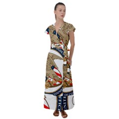 Seal Of United States Patent And Trademark Office Flutter Sleeve Maxi Dress