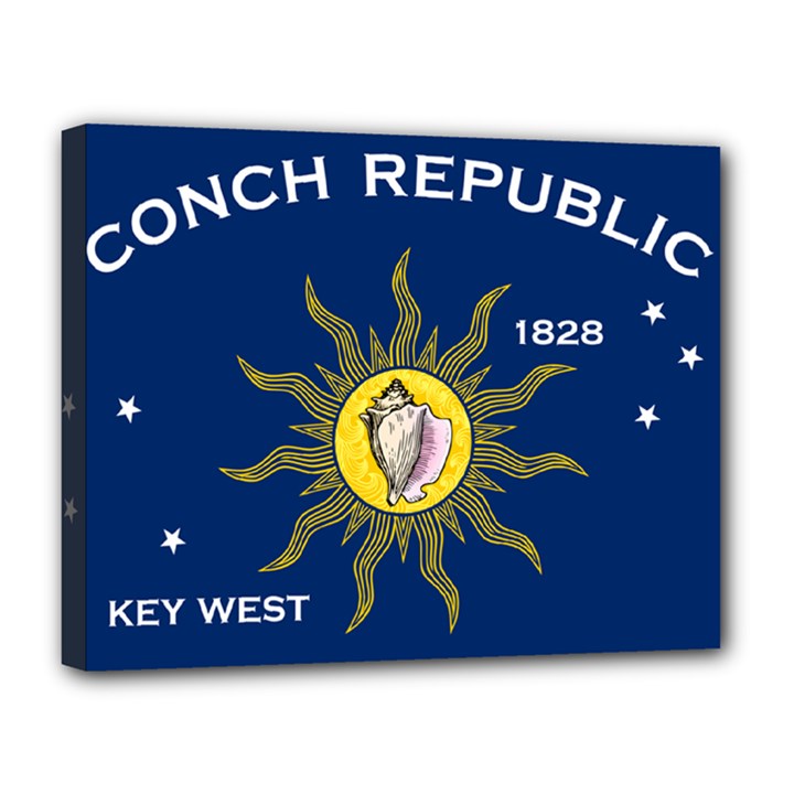 Flag of Conch Republic Canvas 14  x 11  (Stretched)