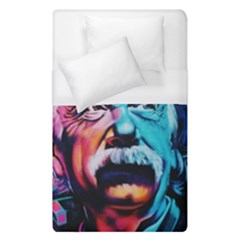 Albert Einstein Retro Wall Graffiti Blue Pink Orange Modern Urban Art Grunge Duvet Cover (single Size) by snek