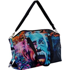 Albert Einstein Retro Wall Graffiti Blue Pink Orange Modern Urban Art Grunge Canvas Crossbody Bag by snek