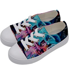 Albert Einstein Retro Wall Graffiti Blue Pink Orange Modern Urban Art Grunge Kids  Low Top Canvas Sneakers by snek