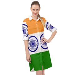 Flag Of India Long Sleeve Mini Shirt Dress by abbeyz71